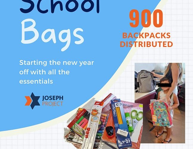 Joseph Project International Distributed 900 Backpacks To Families in Israel